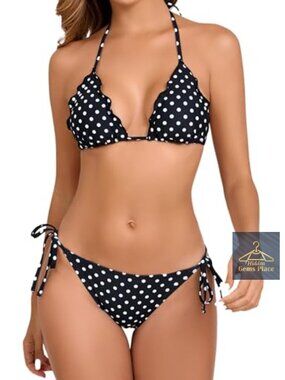 Women's 2 Piece String Bikini Set Triangle Halter Swimsuit